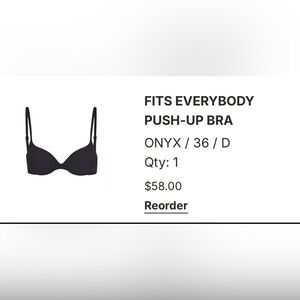 Skims Fits Everybody Push Up Bra 36D Black Color